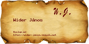 Wider János névjegykártya